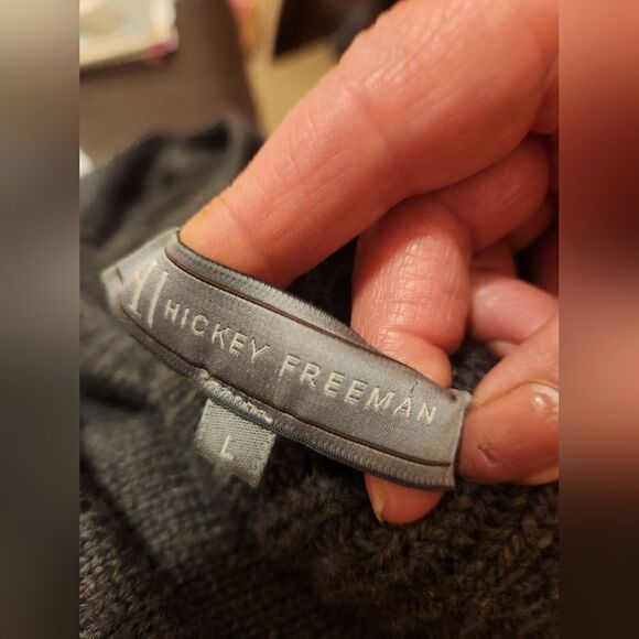 Hickey Freeman L Gray Knitted 100% WOOL Shawl Collar Women’s Sweater ITALY - Picture 10 of 10